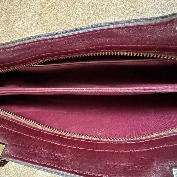 Etienne Aigner burgundy Leather Satchel with Structured Design - Picture 7 of 8